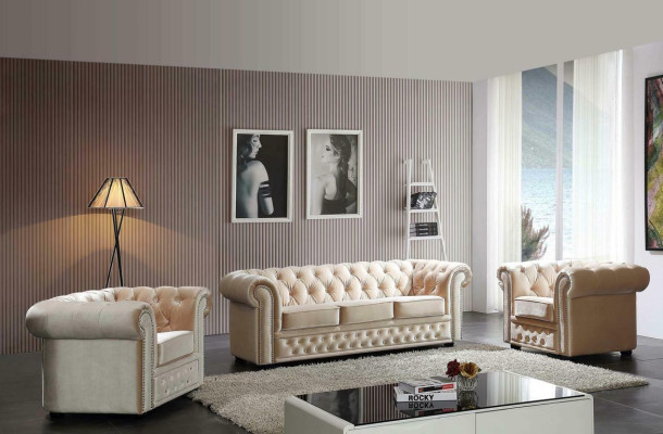 Chesterfield divano in pelle, divano, poltrona imbottita, set di sedili imbottiti 3 + 2 posti
