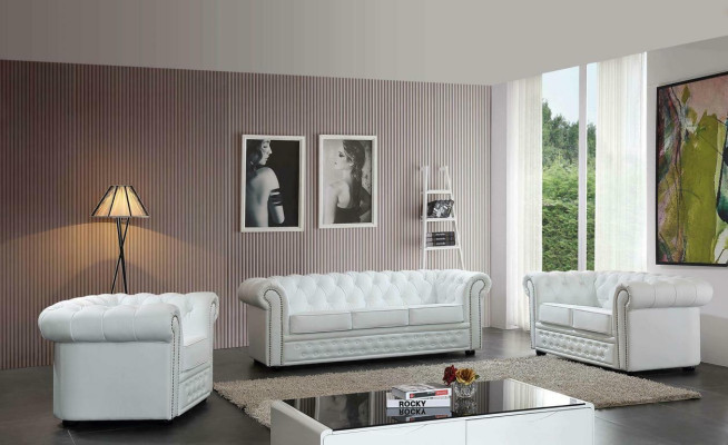 Chesterfield divano in pelle, divano, poltrona imbottita, set di sedili imbottiti 3 + 2 posti