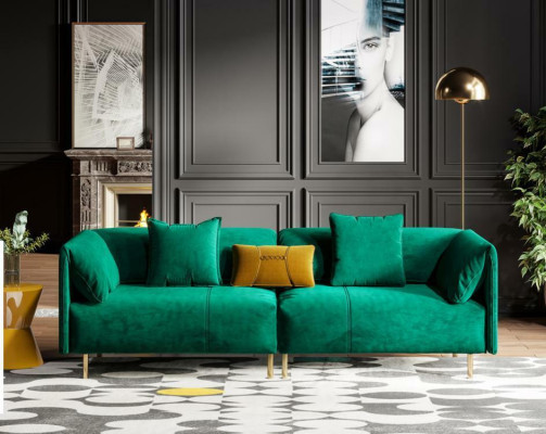 Divano a 2 posti in velluto, relax, legno, club, design, divano lounge