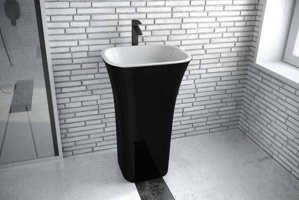 Lavandino moderno design in acrilico, supporto, bagno, lavabo indipendente.