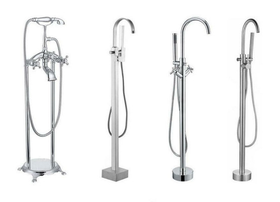 Design lavabo in acrilico con lavabo a colonna autoportante.