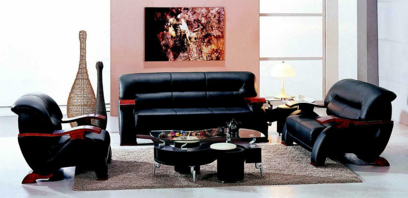 Set di divani in pelle Sofa 3 + 2 (senza poltrona) Divano Sedile Imbottito Set 2033