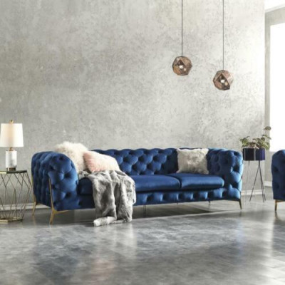 Chesterfield Divano di design di lusso in tessuto di velluto.