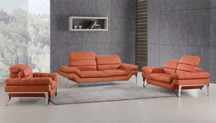 Set divano in pelle 3+2 (senza poltrona) con imbottitura per divano.