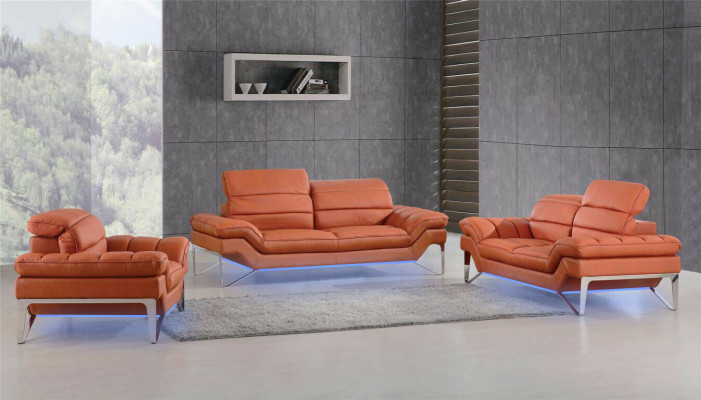 Set divano in pelle 3+2 (senza poltrona) con imbottitura per divano.