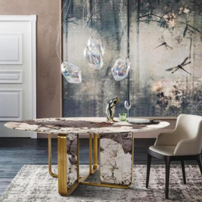Tavoli da pranzo in pietra Tavoli rotondi Tavolo design Mobili Tavolo rotondo Sala da pranzo Moderno Nuovo