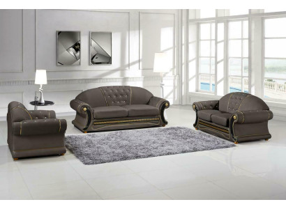 Classico divano Chesterfield in pelle a tre posti senza 2+1, nuovo.