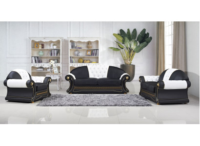 Classico divano Chesterfield in pelle a tre posti senza 2+1, nuovo.