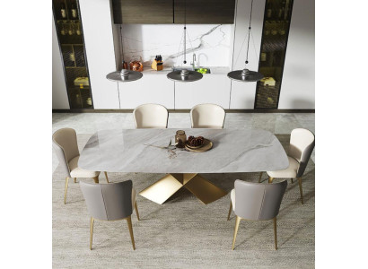 Tavoli da pranzo di lusso Design del tavolo in acciaio inossidabile in pietra Mobili da sala da pranzo moderni a colonna