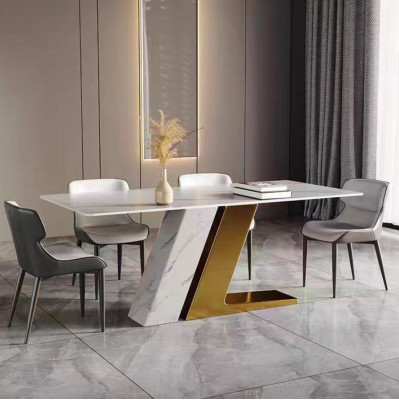 Tavoli design Tavolo di lusso in marmo, imitazione di mobili da pranzo Tavoli da pranzo moderni d'oro.