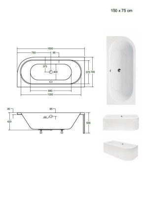 Bagno Vasche da bagno angolari disegnate, vasca bianca ad angolo.