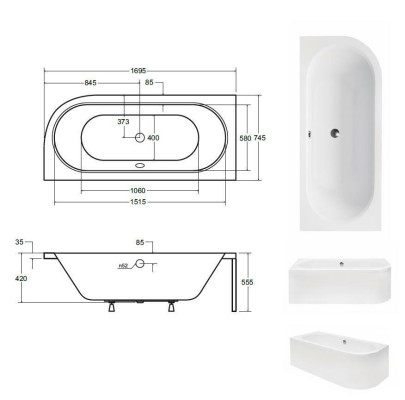 Bagno Vasche da bagno angolari disegnate, vasca bianca ad angolo.