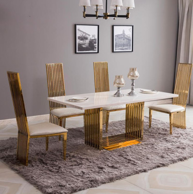 Tavolo da pranzo di lusso in metallo design Mega tavoli in metallo 140x80 Mobili da sala da pranzo.