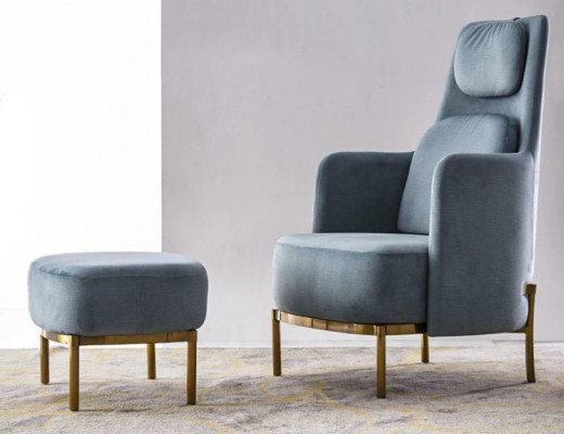 Poltrona Sedia Imbottitura TV Pelle Tessuto Grigio Design Lounge