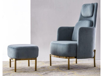 Poltrona Sedia Imbottitura TV Pelle Tessuto Grigio Design Lounge