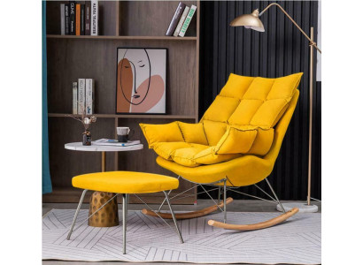 Poltrona in metallo design con cuscino lounge sedia a dondolo per la stanza da letto.