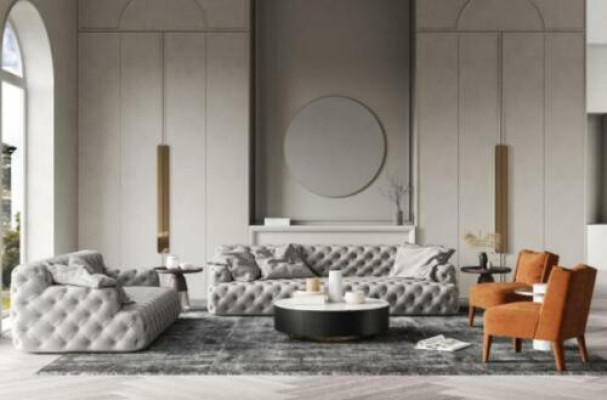 Divano in pelle 3 posti + 2 posti Chesterfield Lounge Design Sofà