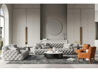 Divano in pelle 3 posti + 2 posti Chesterfield Lounge Design Sofà