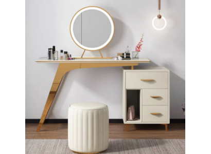 Set Completo Specchio da Toeletta con Sgabello, Camera da Letto Nuovo, 2 Pezzi