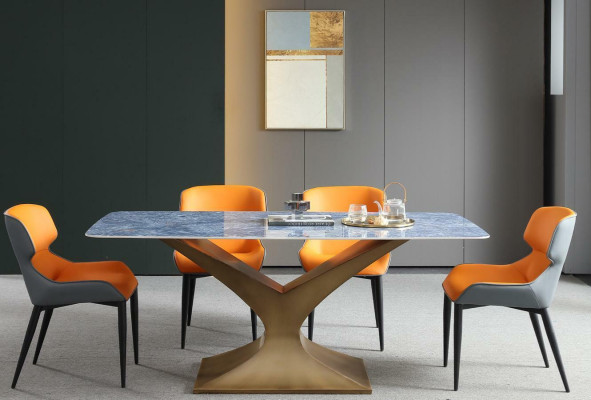 Tavolo da pranzo di lusso in metallo acciaio inossidabile tavoli mobili tavolo a colonna tavoli da pranzo in stile marmo