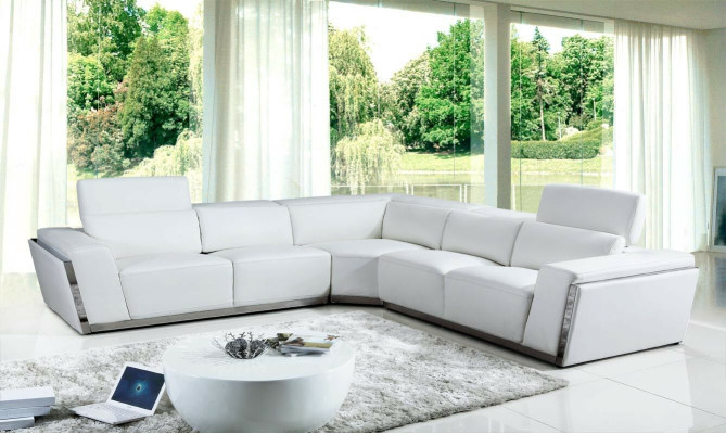 Set di divani multifunzione in pelle angolare per il soggiorno con seduta angolare.