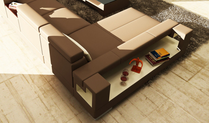 XXL Grande salotto angolare divano in pelle sofà poltrona set di divani.