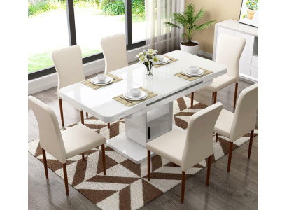 Tavolo di lusso Tavoli Moderni Mobili da Sala da Pranzo Tavoli da Pranzo in Legno Tavoli in Legno Marrone Bianco