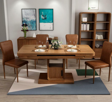 Tavolo di lusso Tavoli Moderni Mobili da Sala da Pranzo Tavoli da Pranzo in Legno Tavoli in Legno Marrone Bianco