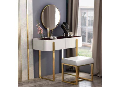 Tavolo da toeletta moderno con tavoli consolle + sgabello, tavolo da trucco 2 pezzi.