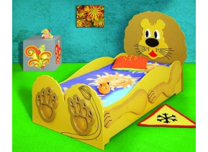Letto per bambini Letto per giovani Letto Letti incluso materasso Letto in legno 90x200cm Animale Leone Nuovo