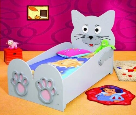 Letti per bambini Letto per ragazzi Letto Letti + Materasso Letto in legno 90x200cm Animale Gatto Nuovo