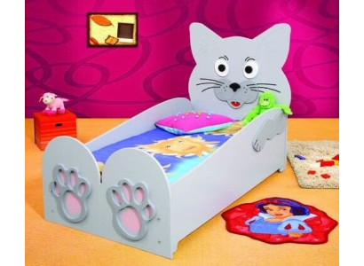 Letti per bambini Letto per ragazzi Letto Letti + Materasso Letto in legno 90x200cm Animale Gatto Nuovo