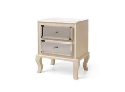 Lussuoso set da camera da letto con letto a due piazze e comodini, moderno bianco 3 pezzi.