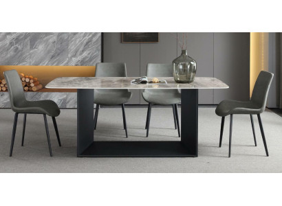 Tavolo da pranzo moderno in acciaio inossidabile per sala da pranzo, soggiorno, cucina. Tavoli di design in metallo.