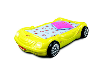 Camera dei bambini Letto Letto per bambini Auto Letto da corsa in giallo con luci Materasso Doghe