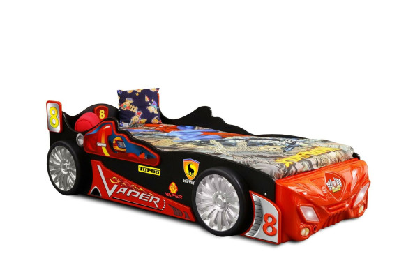 Pregevole lettino per bambini di design, letto da corsa, letto, mobili per bambini + materasso