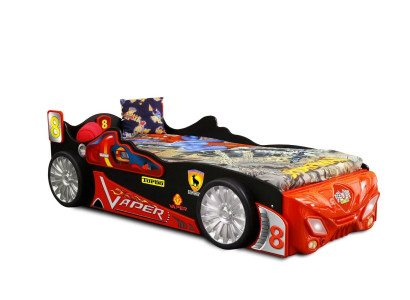 Pregevole lettino per bambini di design, letto da corsa, letto, mobili per bambini + materasso