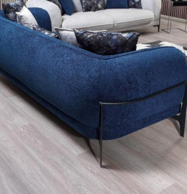 Divano 3 posti di lusso in blu, design moderno, nuovo.