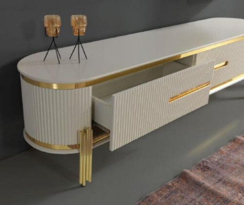 Mobiletti di lusso in legno di design per camera da letto. Stile moderno.