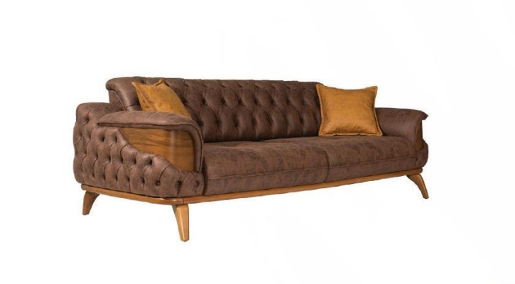 Set di divani di lusso 331 posti in pelle Chesterfield marrone divano poltrona Set divani 3 pezzi