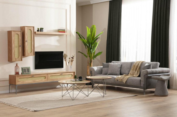 Stile italiano 2 tavolini rotondi di lusso marrone per il soggiorno