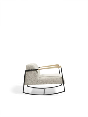 Poltrona monoposto imbottita in tessuto di lusso di design lounge nuovissima.