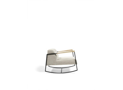 Poltrona monoposto imbottita in tessuto di lusso di design lounge nuovissima.