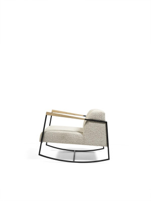 Poltrona monoposto imbottita in tessuto di lusso di design lounge nuovissima.