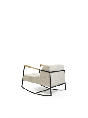 Poltrona monoposto imbottita in tessuto di lusso di design lounge nuovissima.
