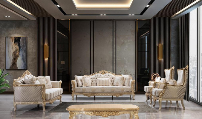 Set divano reale con tavolino da salotto 3+1.