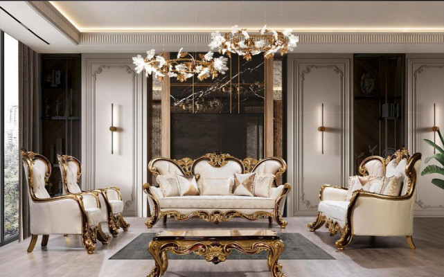 Tavolino in legno da salotto design classico di lusso 119x91cm
