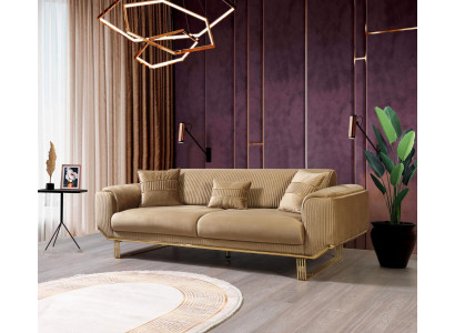Soggiorno Divani 3 posti Imbottito Divano di lusso Design in tessuto Beige Divani