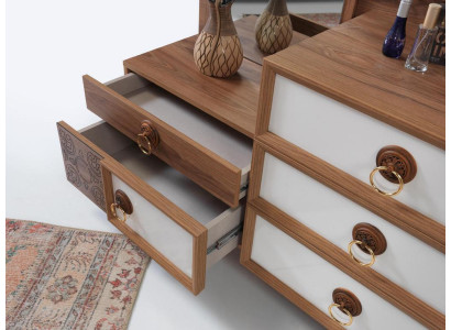 Camera da letto Comò con Specchio Legno Mobile di lusso Mobili 2 pezzi Set Nuovo