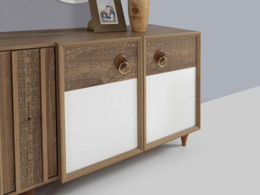 Soggiorno credenza con specchiera set in legno marrone nuovo moderno di lusso.